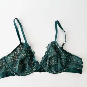 Soma Plunge Unlined Bra With Lace in Dark Forest 36B